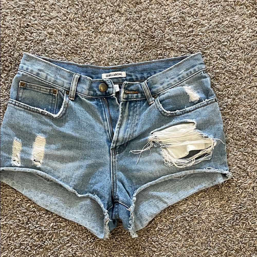Billabong Women's Blue Distressed Jean Shorts